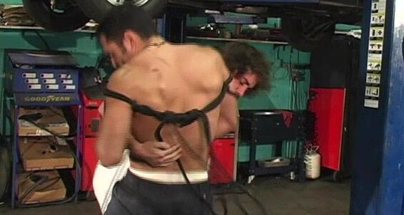 gay, bdsm, safe oral, oil, muscle studs Mechanic Mayhem Zeus Studio / Can-Am Prod.