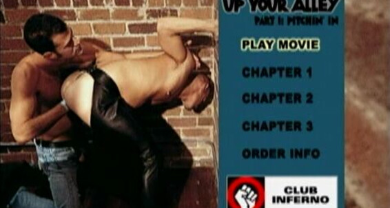 "Aaron Tanner, Bryce Pierce, Jeff Allen, Rik Jammer, Leif Gobo, Michael Soldier, Matthew Green, Scott Samson, Sky Donovan" Leather, Rough Sex, BDSM, Orgy Scene, Muscle Men, Oral, Fisting, Anal, Butt Play Up Your Alley Part I Pitchin' In Club Inferno, Hot 