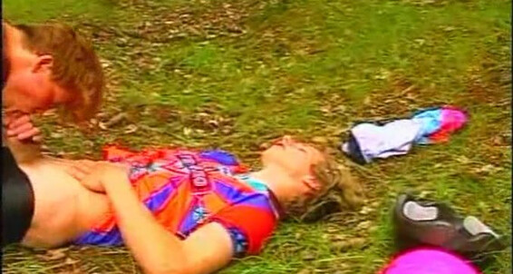 Watch these guys go wild with their outdoor threesomes with a cumshot twist
