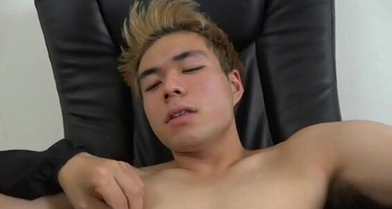 Watch as a hot Asian boy pleasures himself while playing with his own cumshot