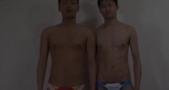 Watch as Junya Abe KO gets a surprise threesome from two guys - Handjob, Masturbation & Cumshots!