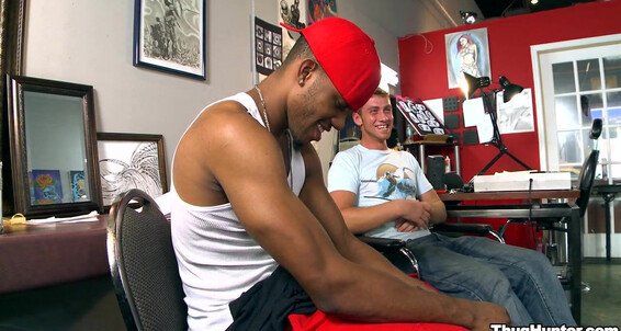 Watch this hot studs get their tight asses stretched and creamed in a hot interracial anal session