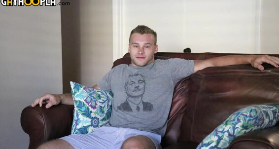 Gayhoopla Gh Buff Blonde Kyle Holmes Fucks The Couch In Cum Solo